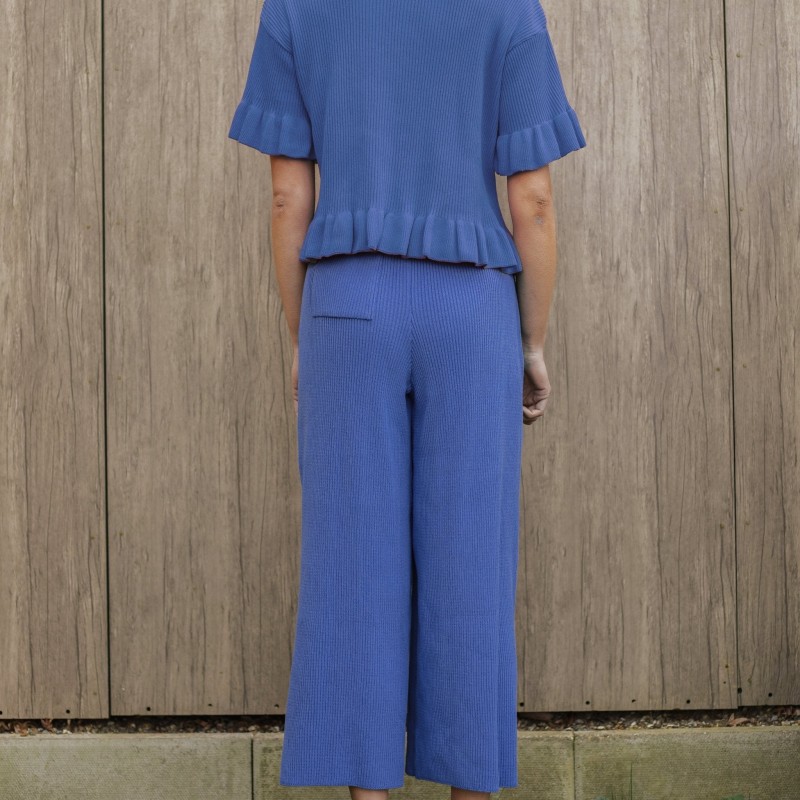 Thumbnail of Martha Wide Leg Co Ord Knitted Trousers - Blue image