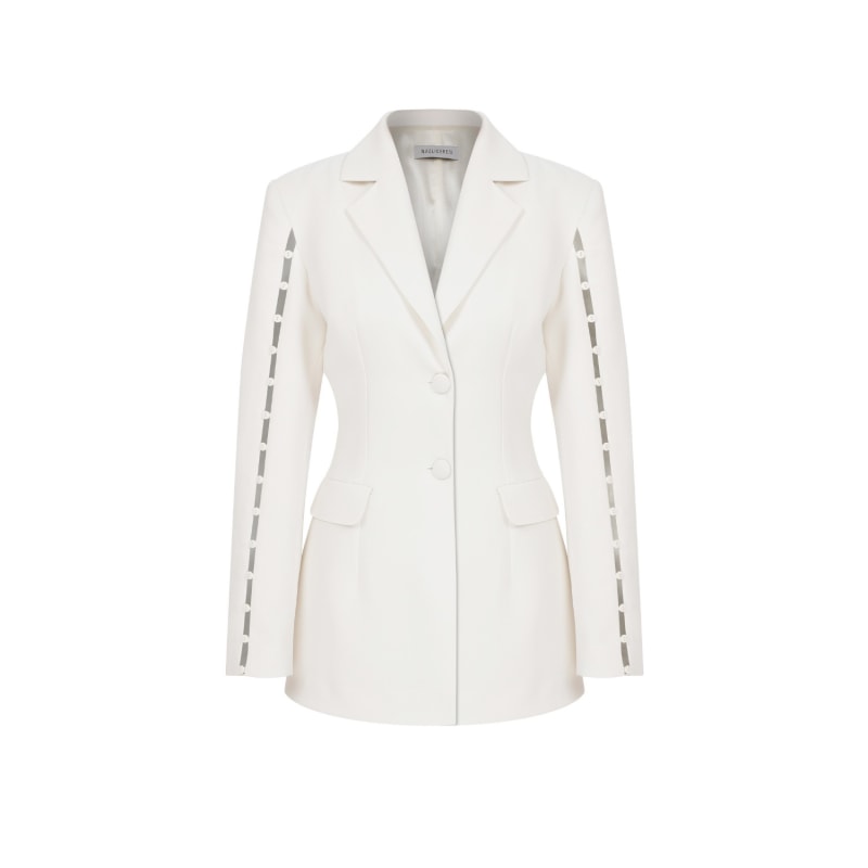 Marylebone Crepe Blazer In Vanilla Ice NAZLI CEREN Wolf Badger