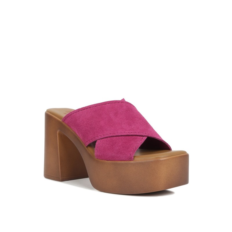 Fuschia block new arrivals heel sandals