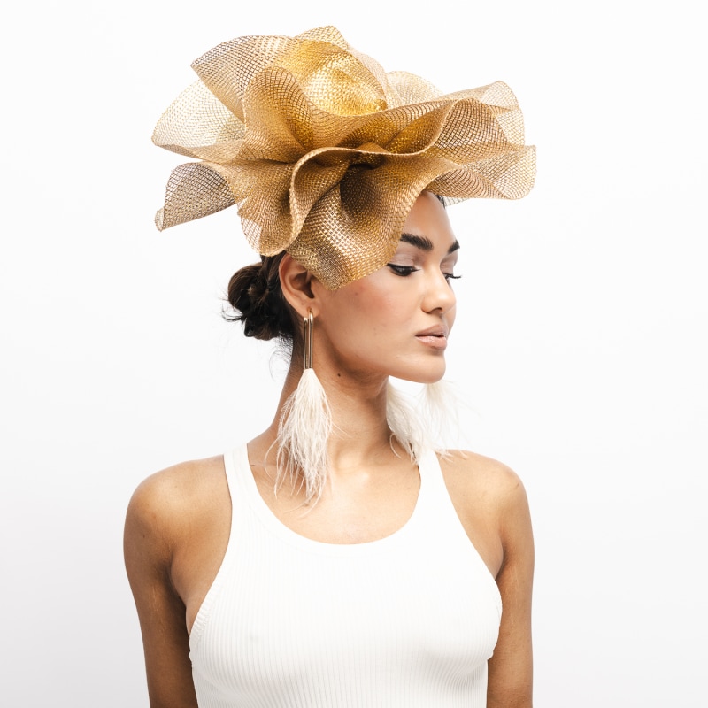 Thumbnail of Matt Gold Lurex Crin Headpiece On Metal Headband image