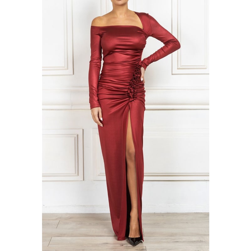 Red Asymmetrical Long Maxi Dress Red Asymmetrical Long Maxi Dress