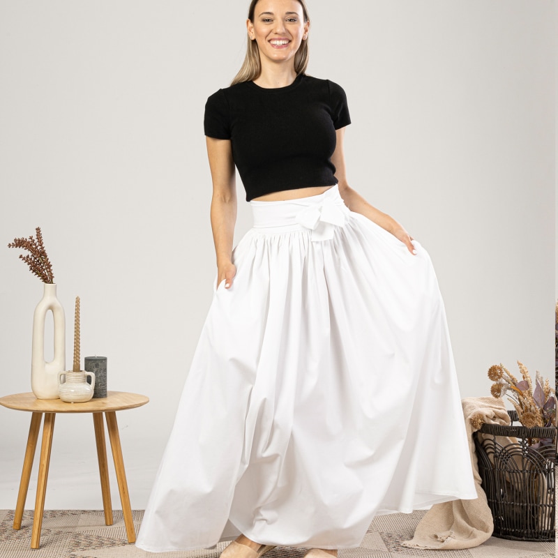 High waisted long skirt cotton online