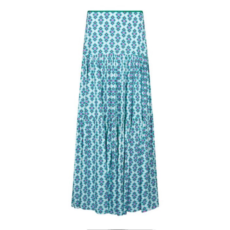 Thumbnail of Maxi Emma Skirt Turquoise Crazy Pav Print image