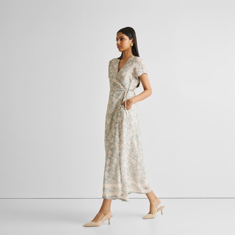 Thumbnail of Maxi Wrap Dress In Blue Florals image