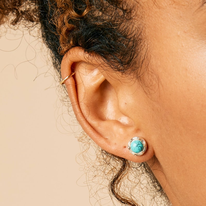 Thumbnail of Maya Silver Stud Earrings - Turquoise image