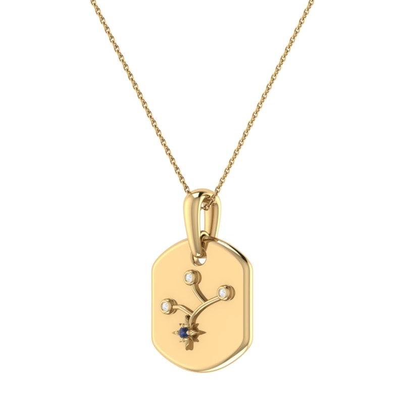 Thumbnail of Virgo Maiden Constellation Tag Pendant Necklace In 14 Kt Yellow Gold Vermeil image