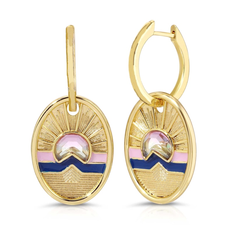 Thumbnail of Tequila Sunrise Charm Hoop Earrings- Twilight image