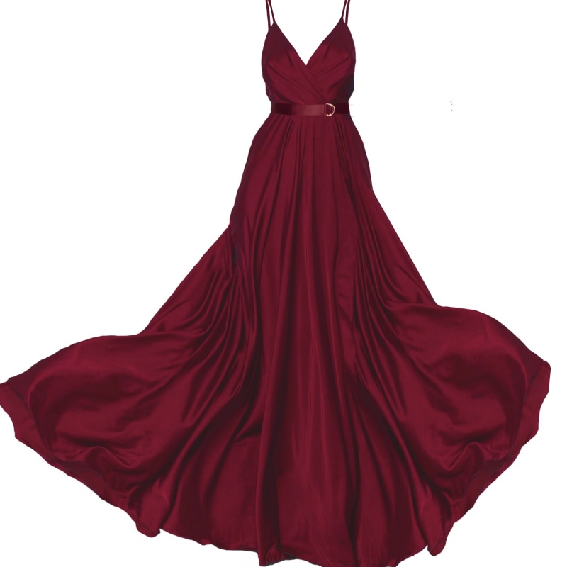 Thumbnail of Satin Long Dress Burgundy image