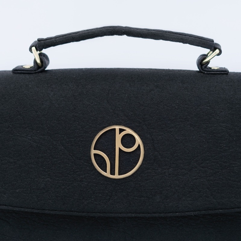 Thumbnail of London Piñatex Saddle Bag In Truffle Black image