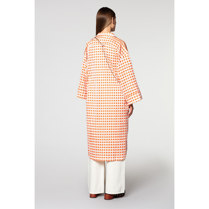 Thumbnail of Yukata Shirt in Neon Orange Gingham image