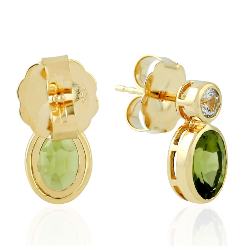 Thumbnail of Yellow Gold Peridot White Sapphire Dangle Earrings Women image