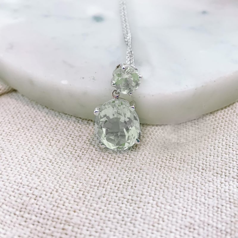 Thumbnail of Green Amethyst Drop Necklace image