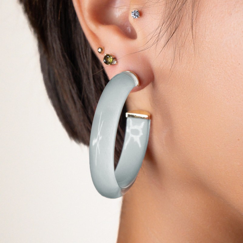 Thumbnail of Medium Illusion Hoops In Grey image