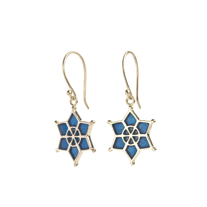 Thumbnail of Meena Star Earrings - Sterling Silver & Indigo Blue Enamel image