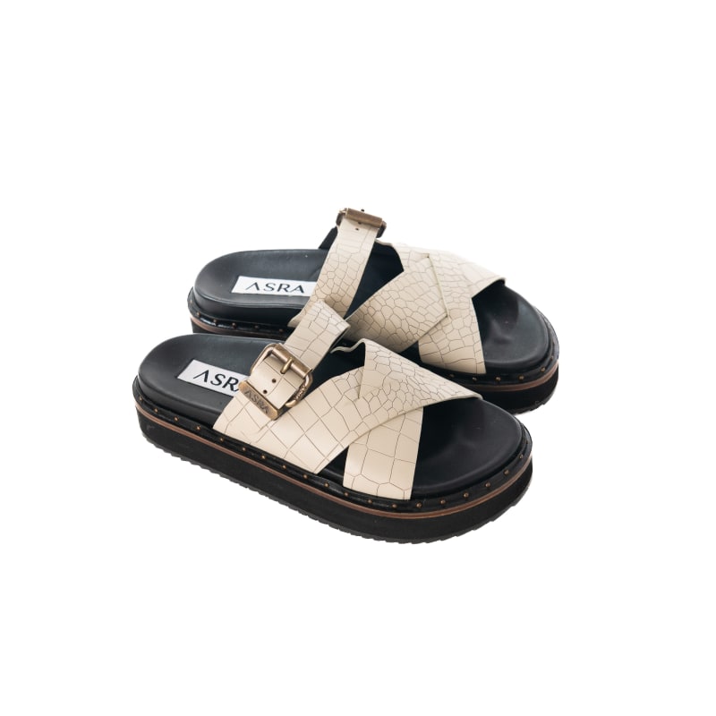 Thumbnail of Megan - Rice Croc Leather Chunky Sandal image