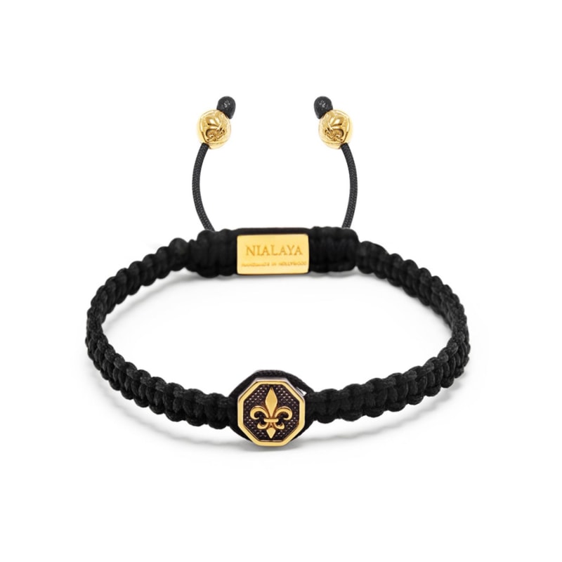 Men's Black String Bracelet with Gold Evil Eye – Nialaya