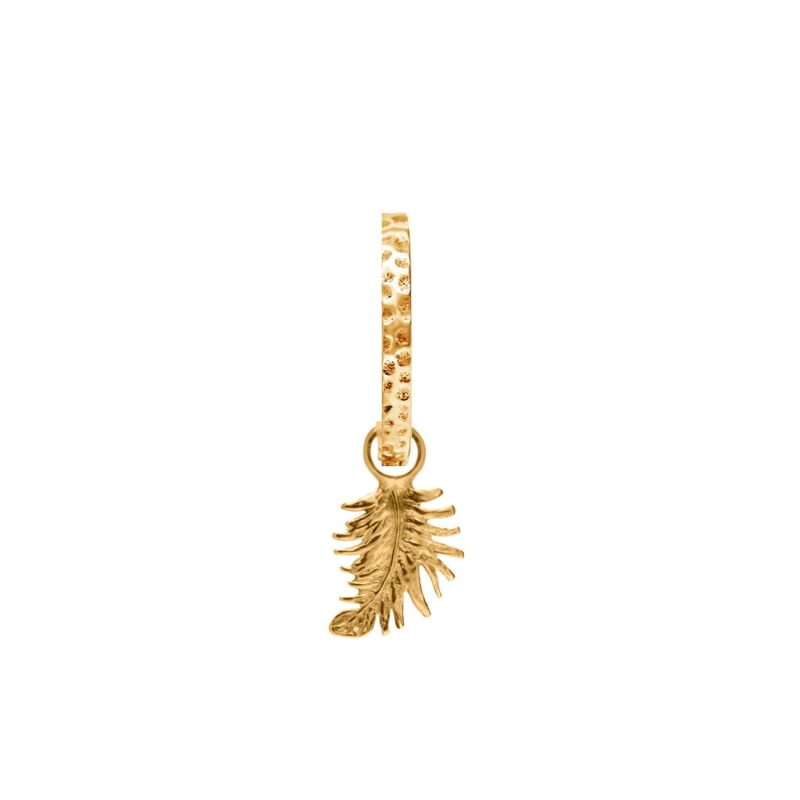 Men s Single Hoop With Feather Drop Earring In Vermeil Dower