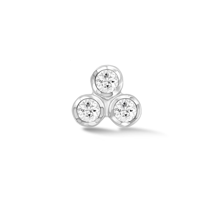 Men s Single White Topaz Array Trio Stud In Silver Dower Hall Wolf Badger