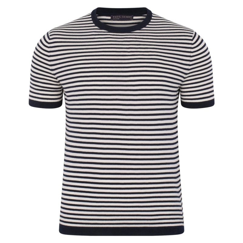 Navy and white striped t shirt mens 2025