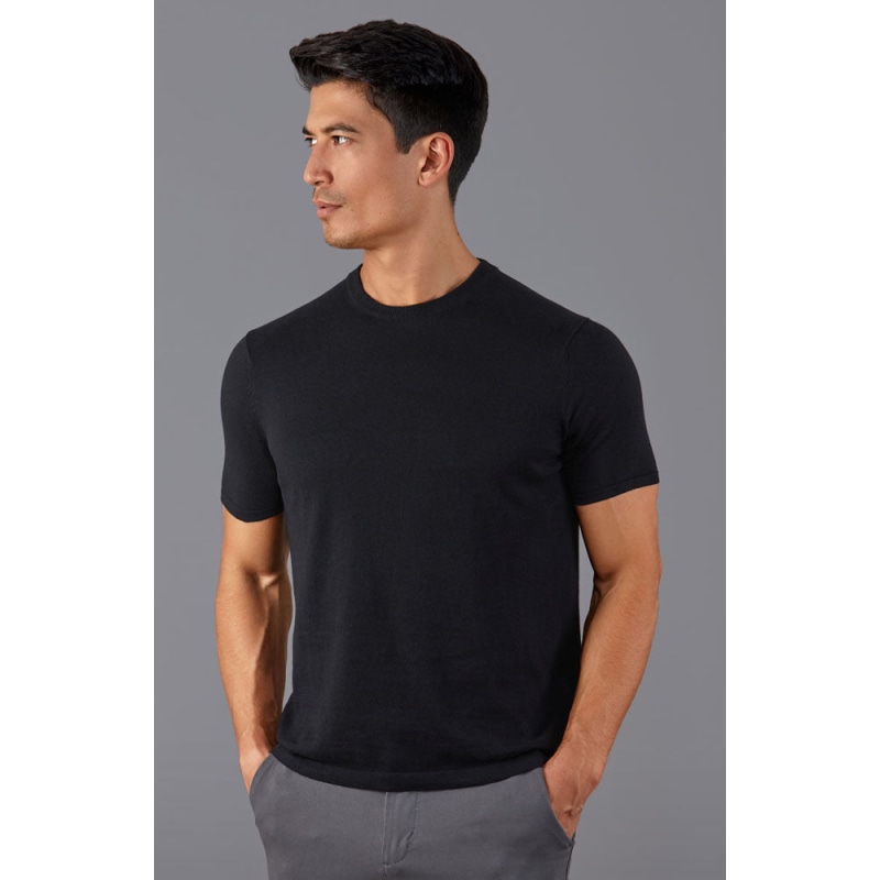 Thumbnail of Mens Ultra-Fine Cotton Hugo Knitted T-Shirt - Black image