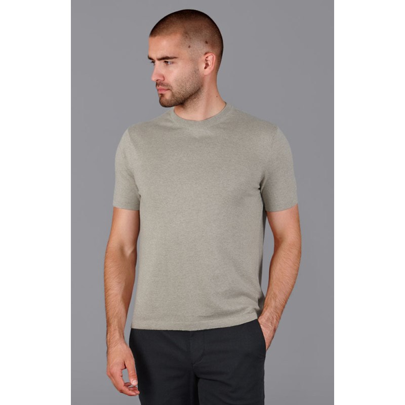 Thumbnail of Mens Ultra-Fine Cotton Hugo Knitted T-Shirt - Fawn image