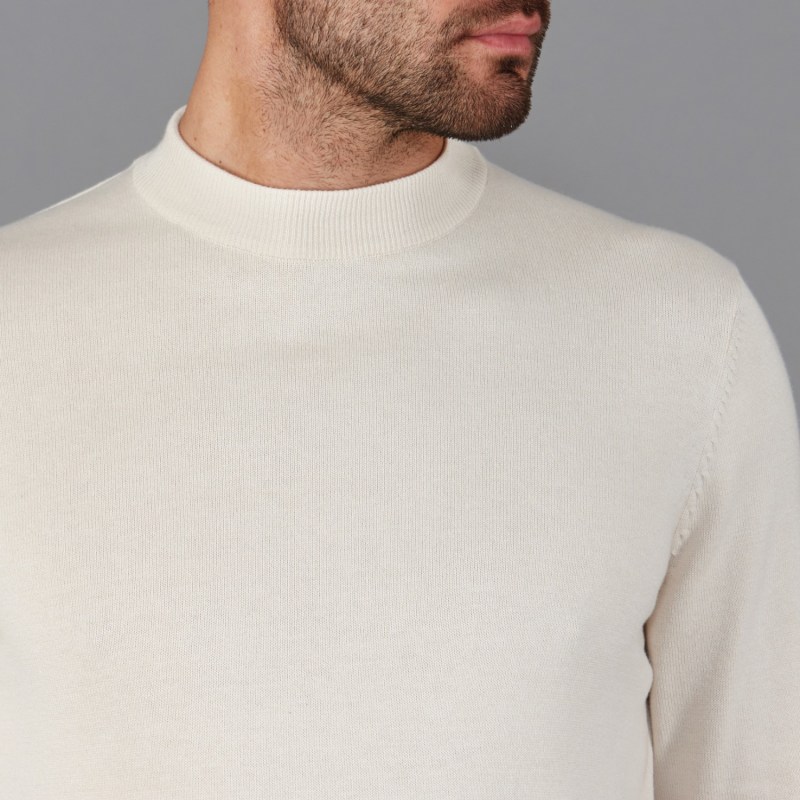 Thumbnail of Mens Cotton James Narrow Mock Turtleneck Jumper - Ecru image