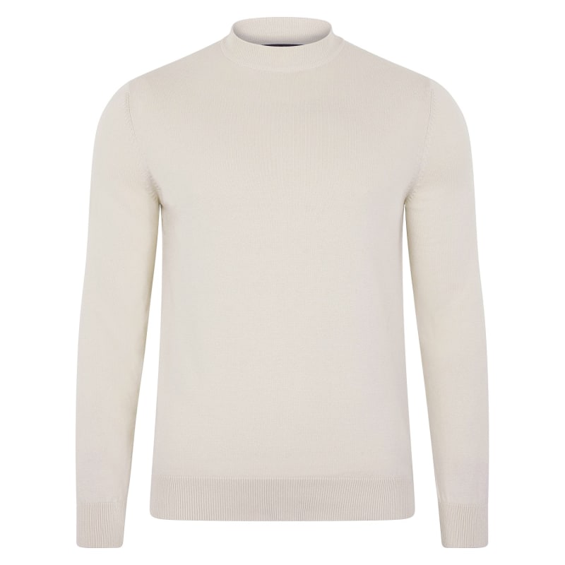 Thumbnail of Mens Cotton James Narrow Mock Turtleneck Jumper - Ecru image