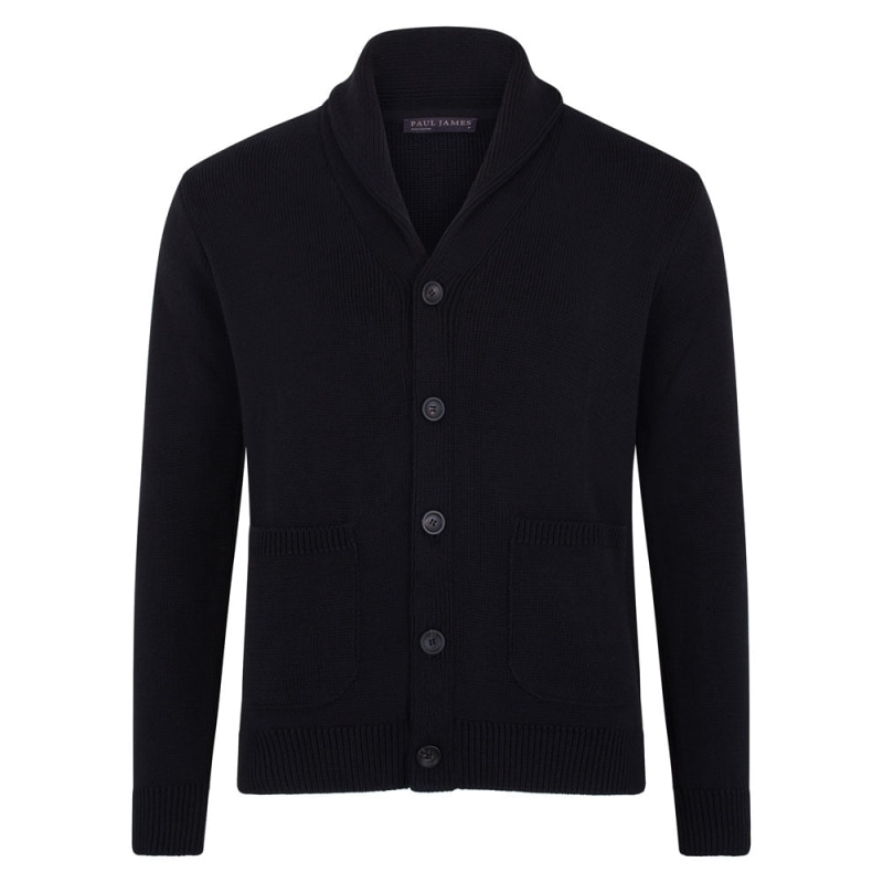 Mens shawl collar cardigan black on sale