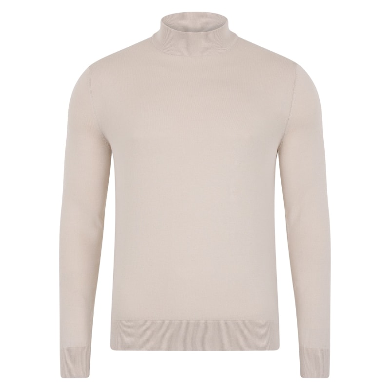 Thumbnail of Mens Ultra Fine Cotton Mock Turtle Neck Spencer Jumper - Birch image