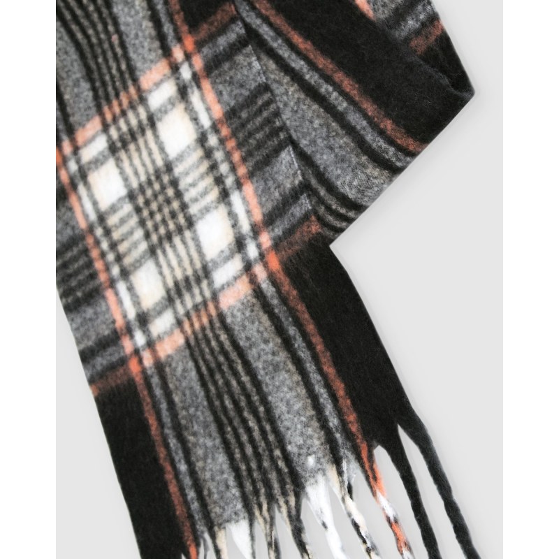 Thumbnail of Meridian Brushed Plaid Scarf - Black image