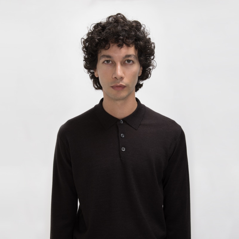 Thumbnail of Merino Wool Polo Shirt - Brown image