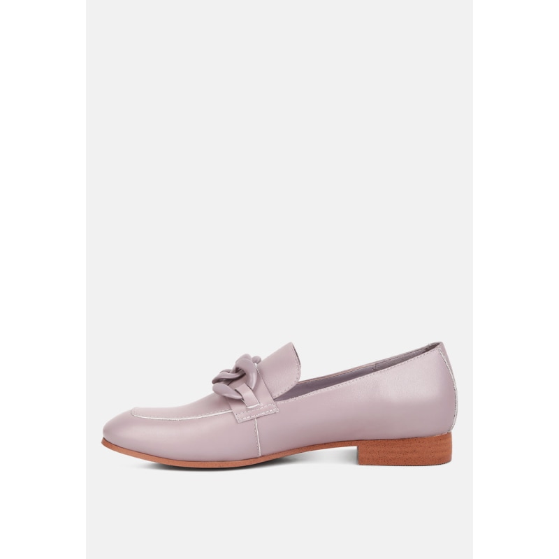 Thumbnail of Merva Chunky Chain Leather Loafers In Lilac image