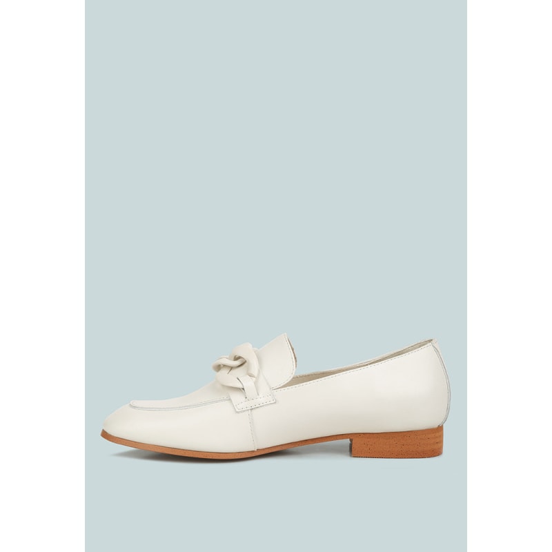 Thumbnail of Merva Chunky Chain Leather Loafers In Off White image