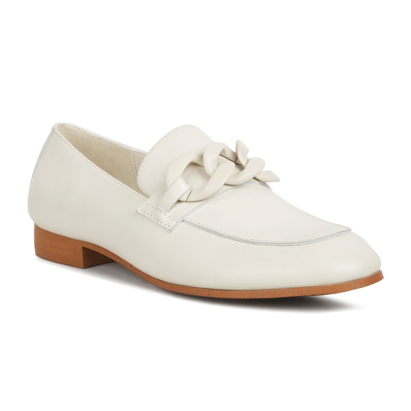 Thumbnail of Merva Chunky Chain Leather Loafers In Off White image