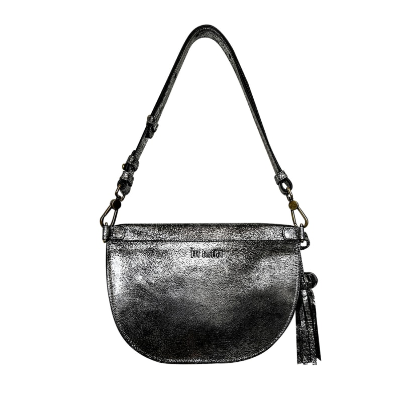 Thumbnail of Metallic Platinum Silver Leather Sling Bag For Woman image