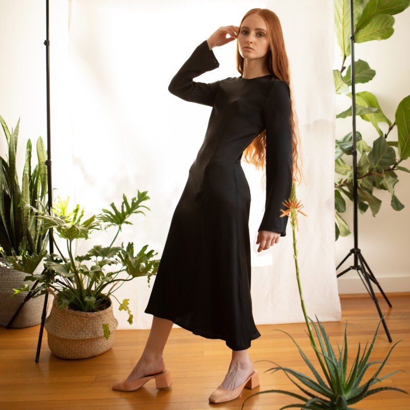 Thumbnail of Nina Midi Dress In Black Silk image