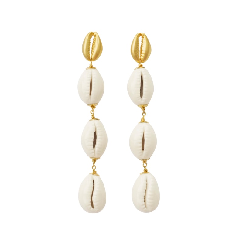 Thumbnail of Porcelain Cowrie Shell Linear Earrings image