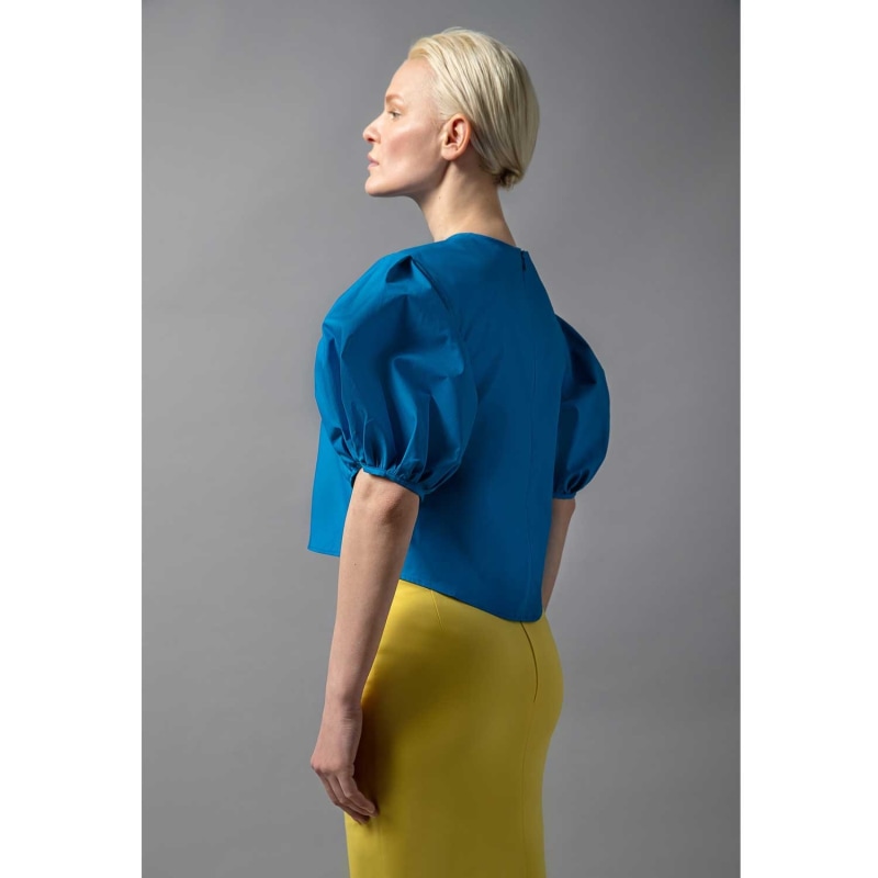 Thumbnail of Puff Sleeve Cotton Top - Blue image