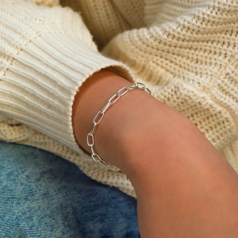 Thumbnail of Paper Clip Chain Silver Bracelet image