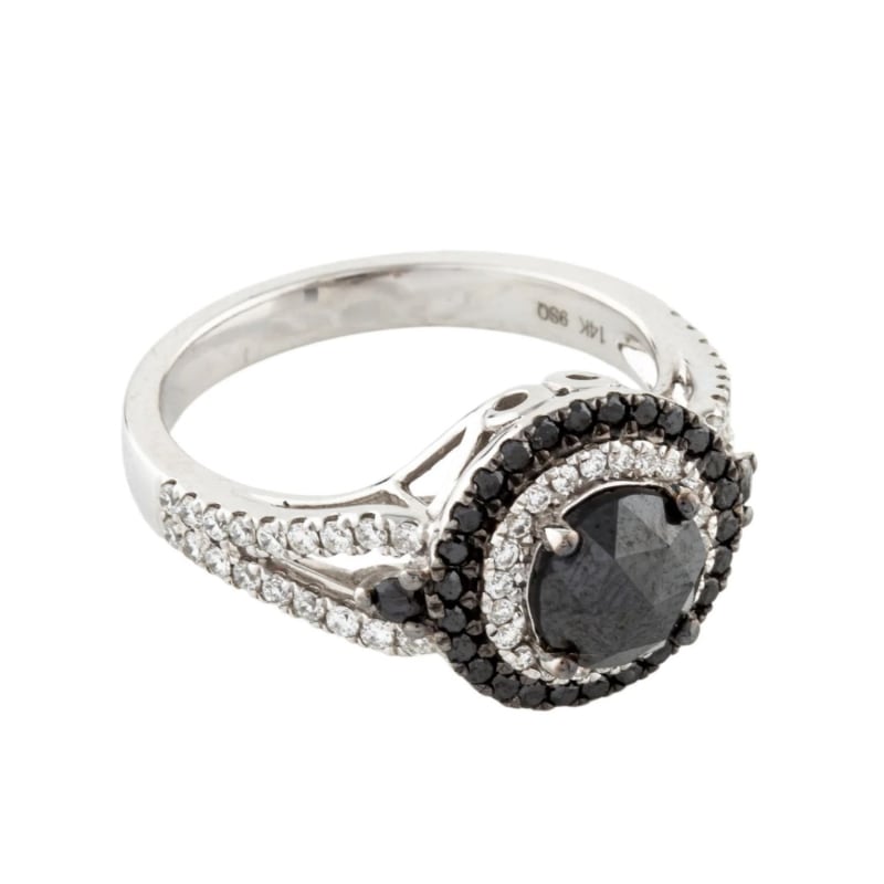 Thumbnail of Black Diamond Solid White Gold Designer Ring Jewelry image