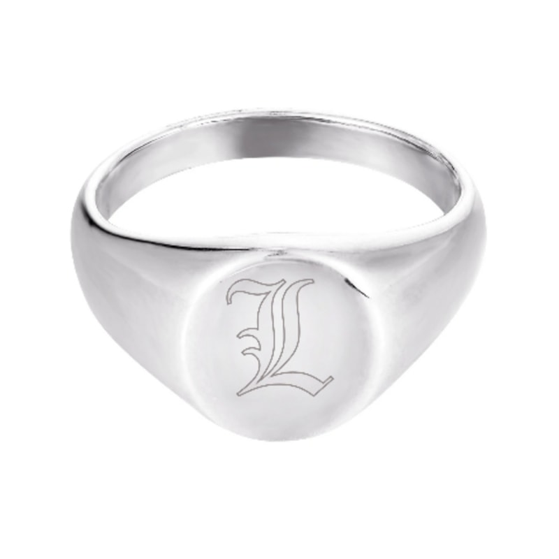 Ecoated Sterling Silver Old English Engraved Initial Rounded
