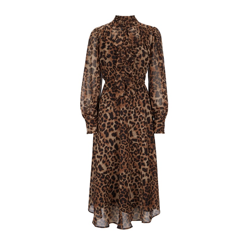 Leopard Print Midi Ruffle Dress by James Lakeland