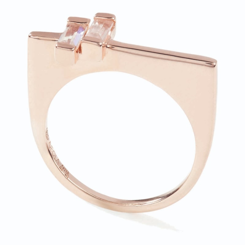 Thumbnail of Anais Rose Gold Stacking Ring With Rose Quartz image