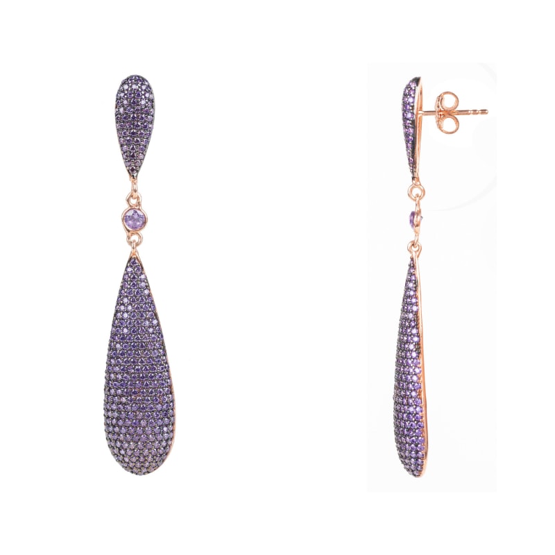 Thumbnail of Coco's Long Drop Earrings Amethyst Purple Cz image