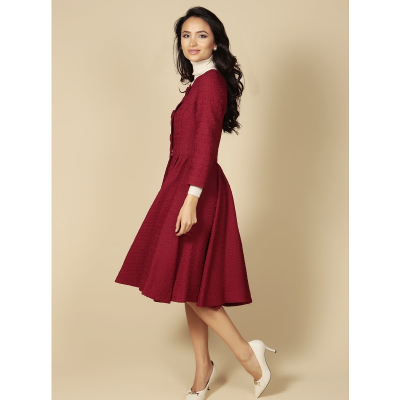 Thumbnail of 'Lady' Italian Wool Swing Dress Coat In Rosso image