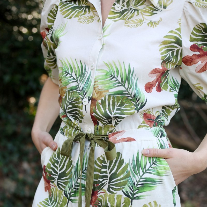 Thumbnail of Cotton Jumpsuit With Palm Leaf Print image