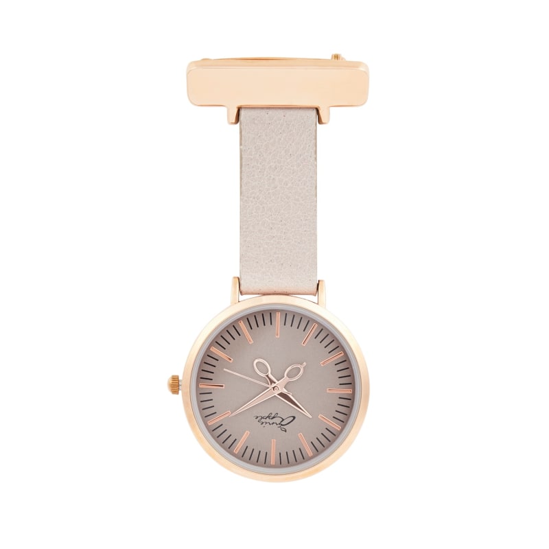 Thumbnail of Annie Apple Rose Gold Grey Leather Nurse Fob Watch Index Dial image