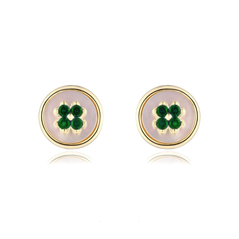 Thumbnail of Swish Mother Of Pearl Earrings With Green Zirconia image