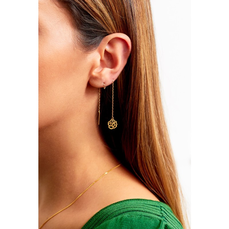 Thumbnail of Flower Long Earrings Gold image