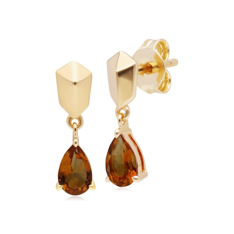 Thumbnail of Micro Statement Citrine Earrings In Gold Plated Silver image